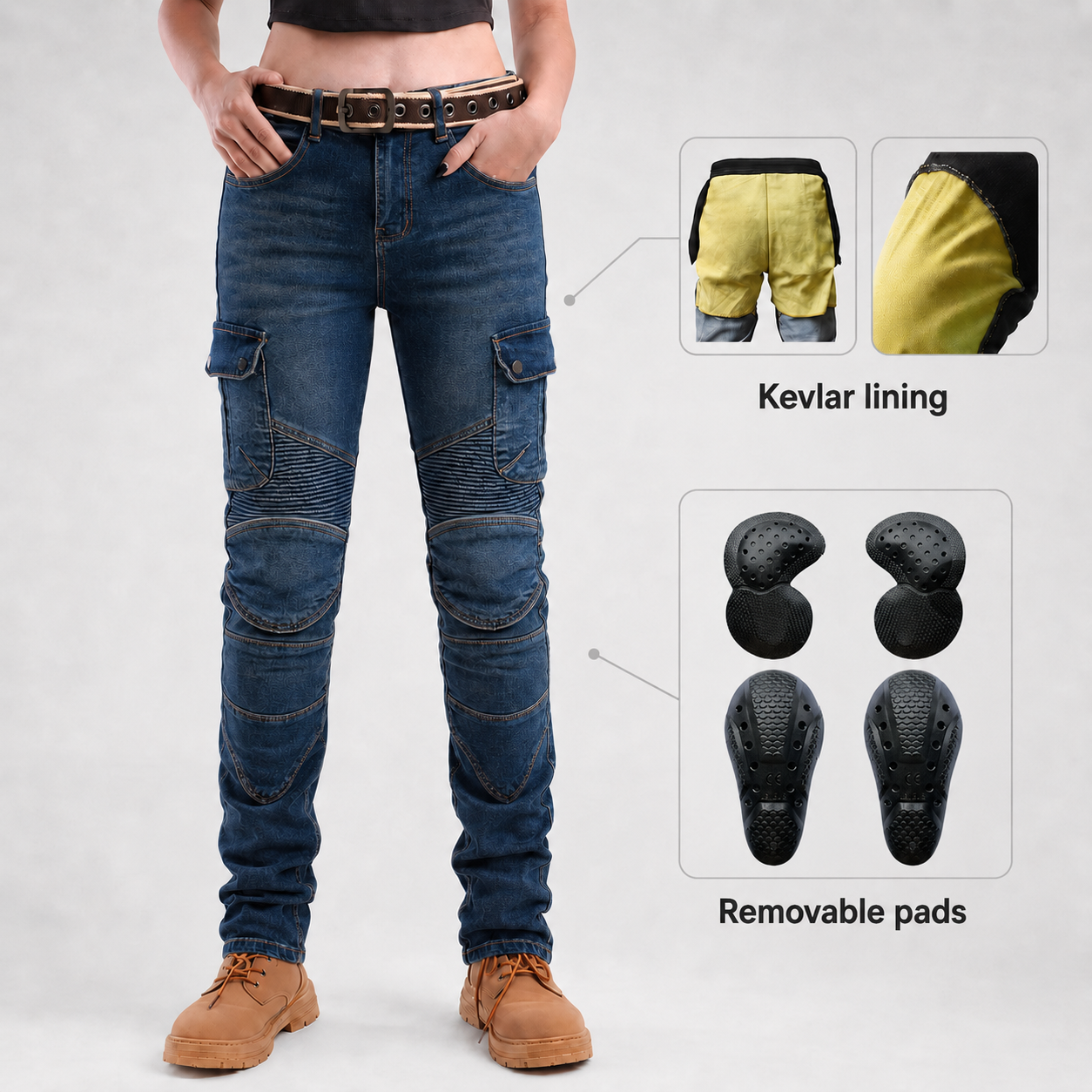 EKON Women’s Aramid-Lined Cargo Riding Jeans
