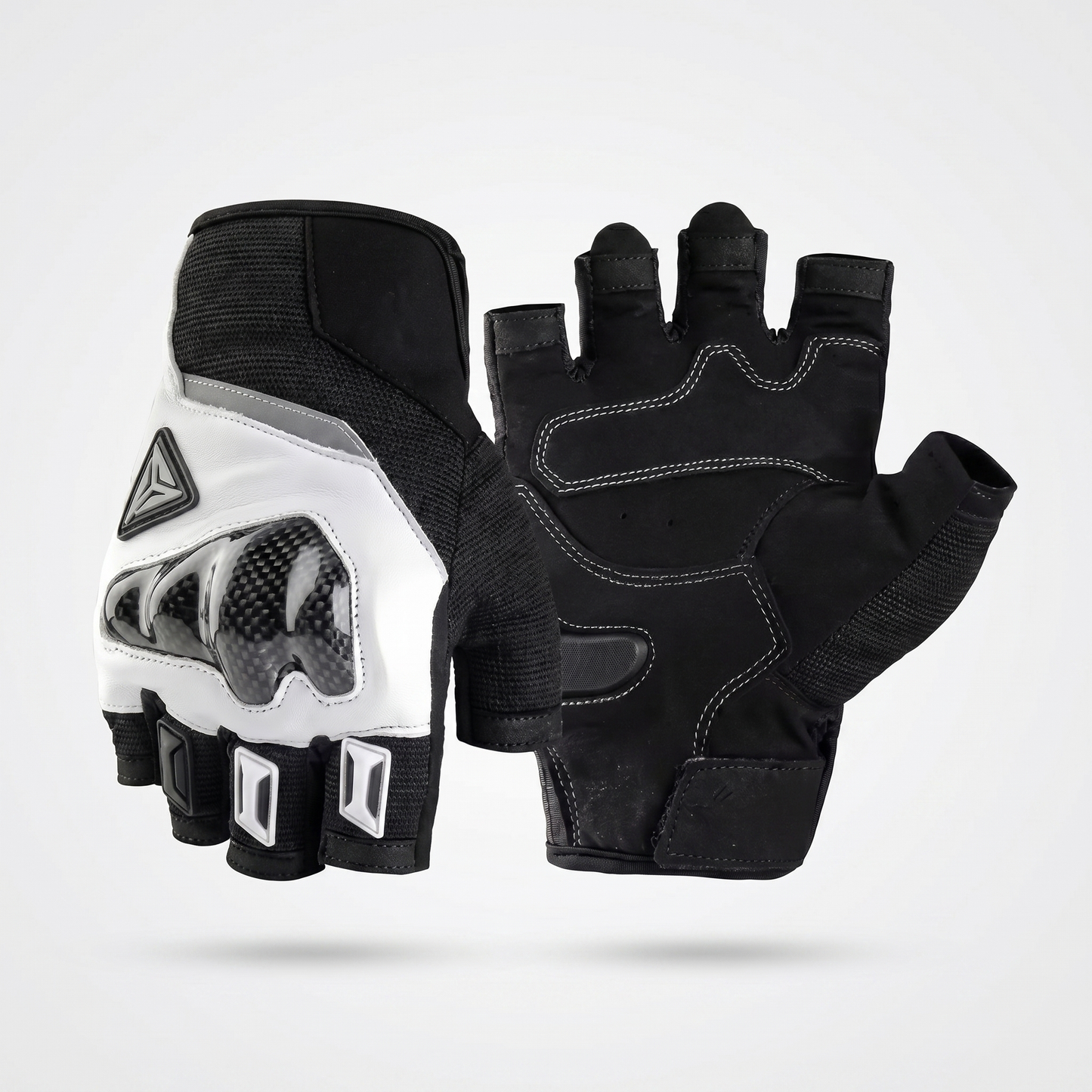 EKON Breathable Fingerless Riding Gloves White