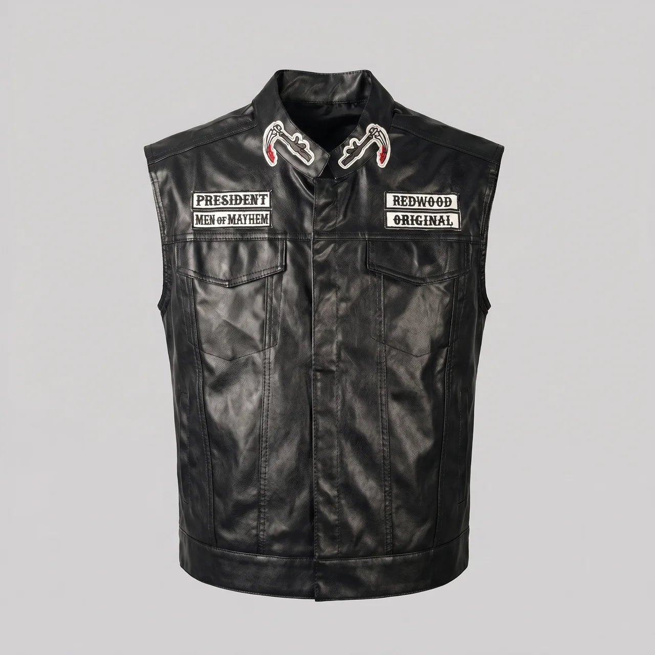 EKON Skull Patch Biker Vest