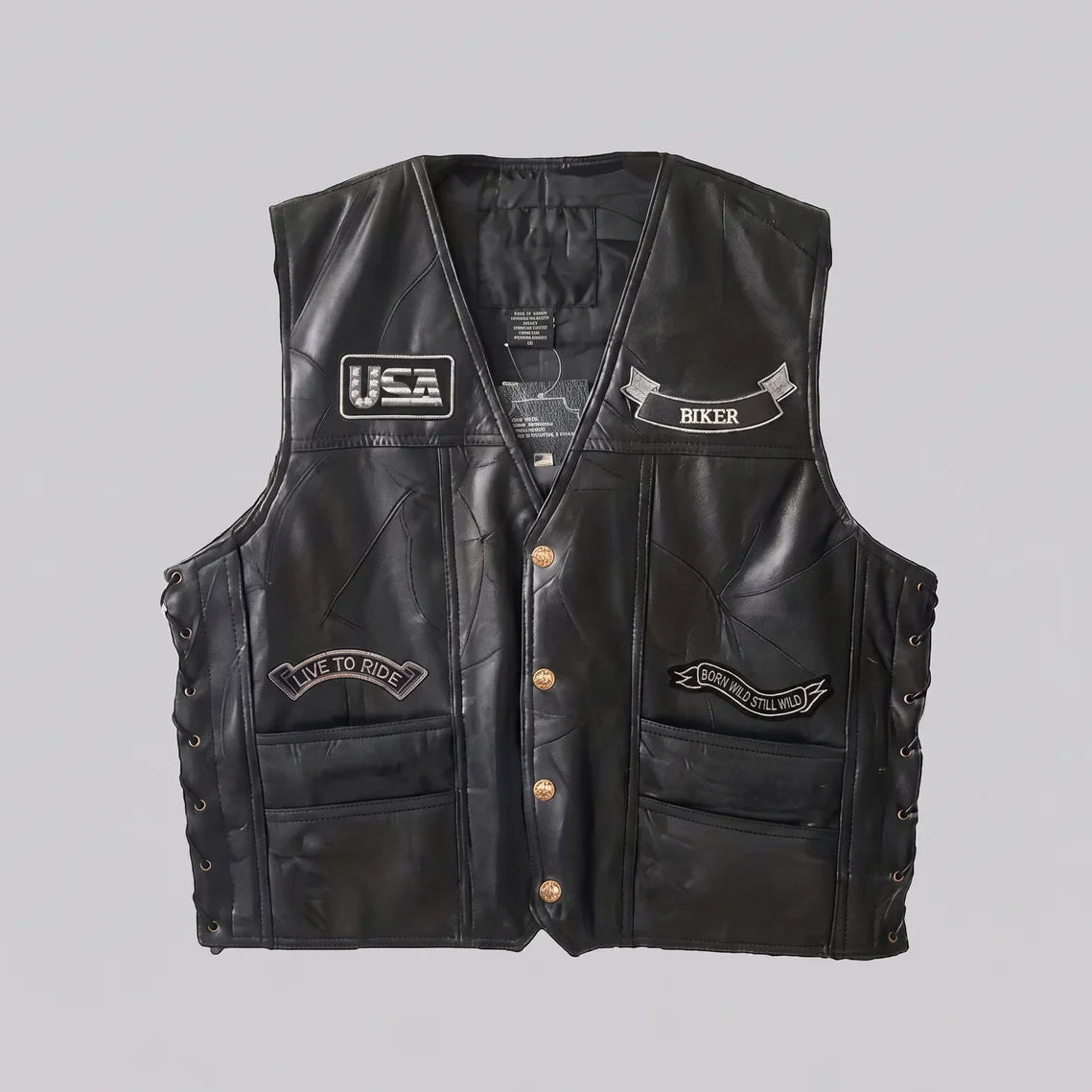 EKON Patchwork Moto Vest