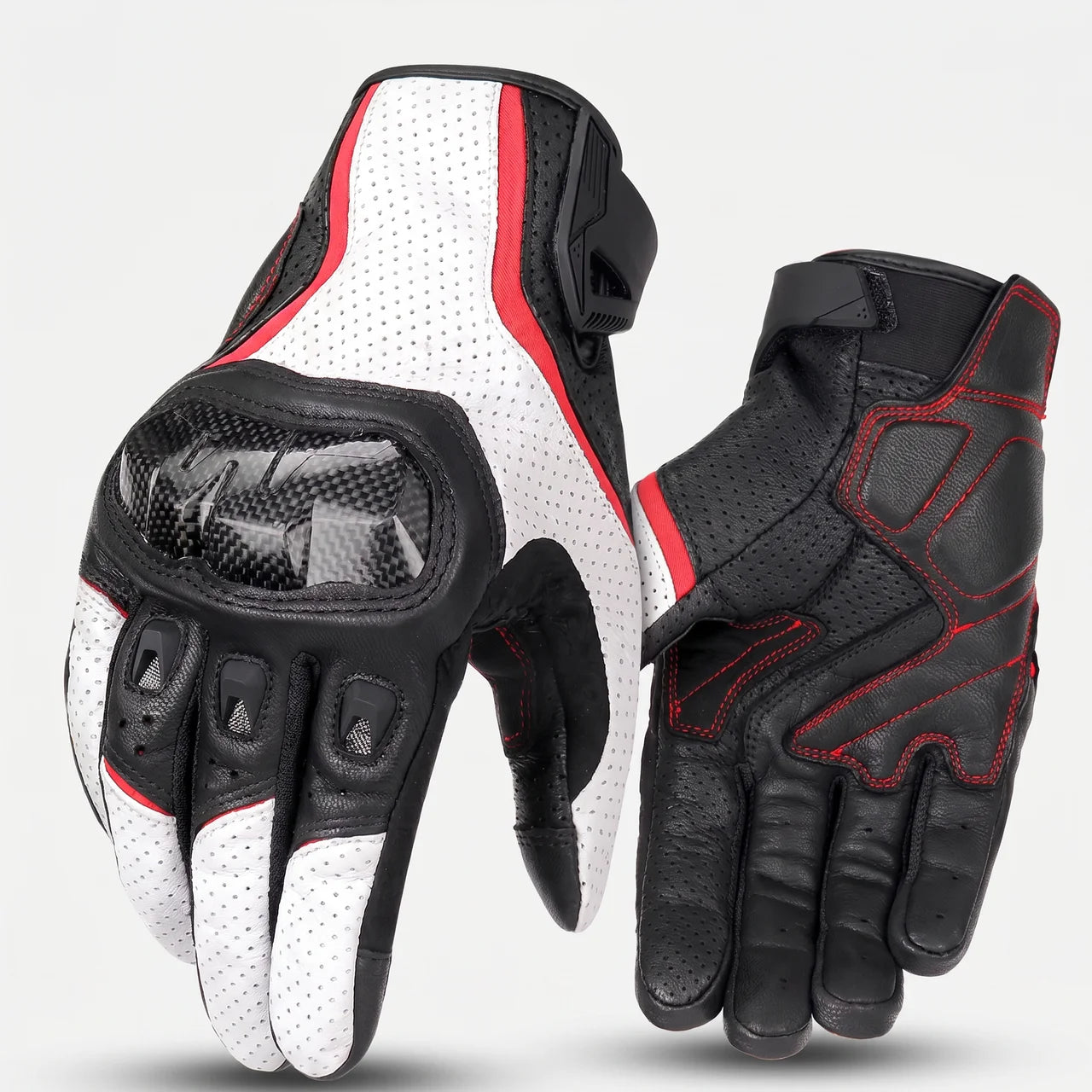 EKON Vented Cowhide Riding Gloves White
