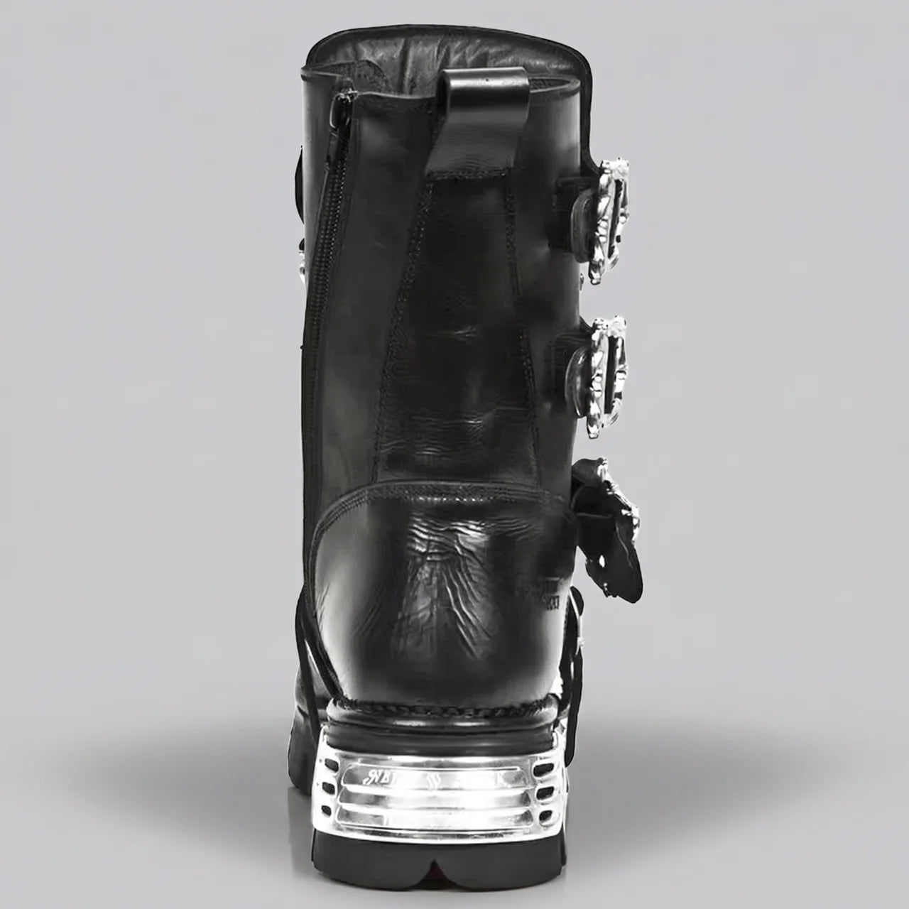 EKON Leather IronSkull Platform Biker Boots