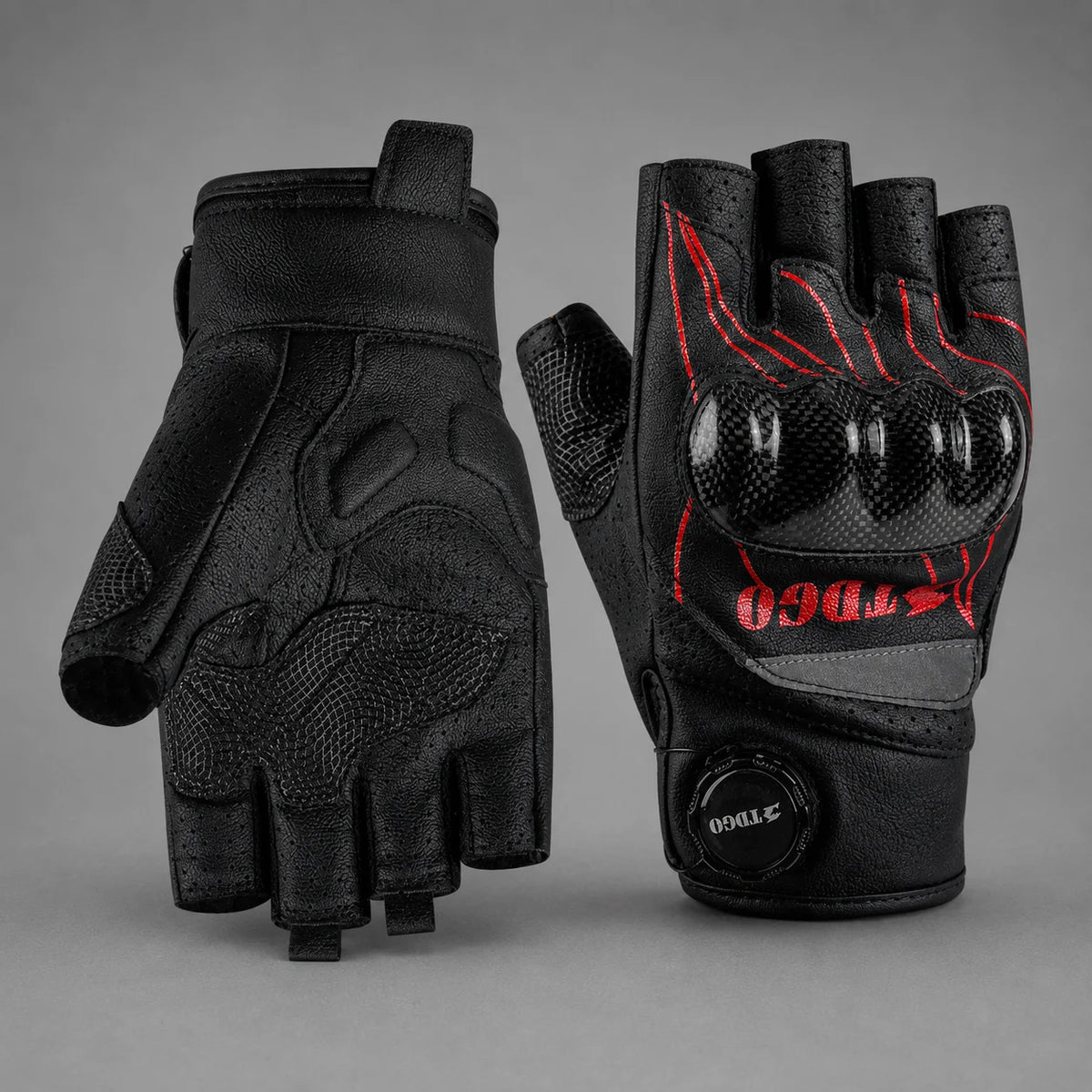 EKON Breathable Fingerless Riding Gloves Black