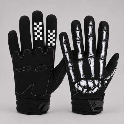 EKON X-Ray Touchscreen Riding Gloves White Skeleton