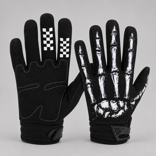EKON X-Ray Touchscreen Riding Gloves White Skeleton