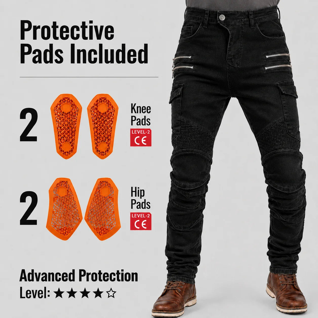 EKON Black Shield Riding Pants