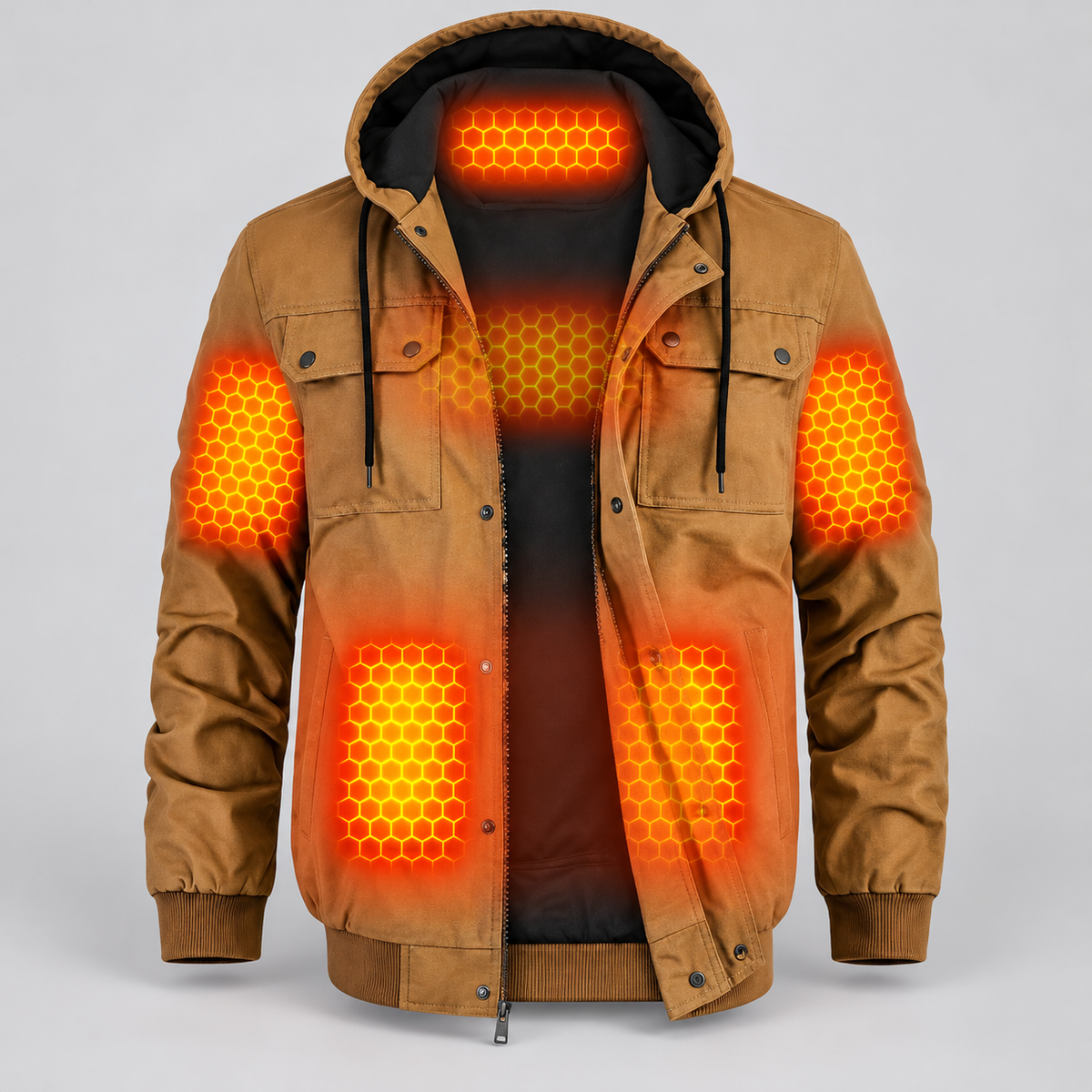EKON Flap-Pocket Heated Hooded Jacket