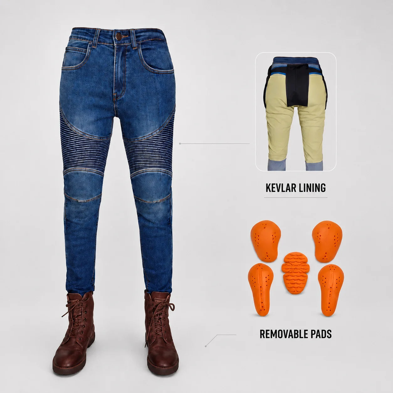 EKON Aramid-Lined Protective Riding Jeans