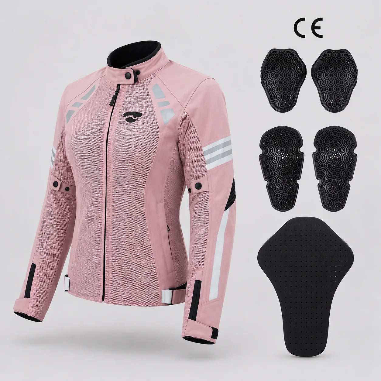 EKON Women’s Summer Mesh Protective Riding Jacket Pink