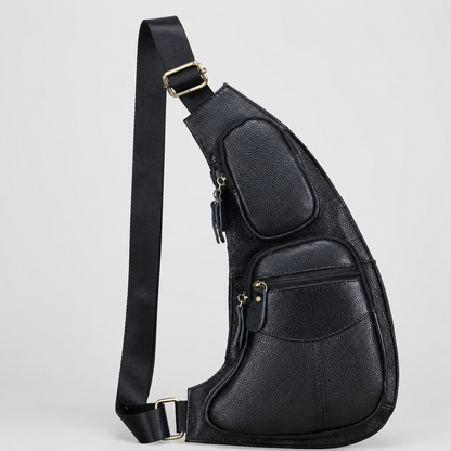 EKON RouteSling Leather Crossbody Bag Classic Black Leather