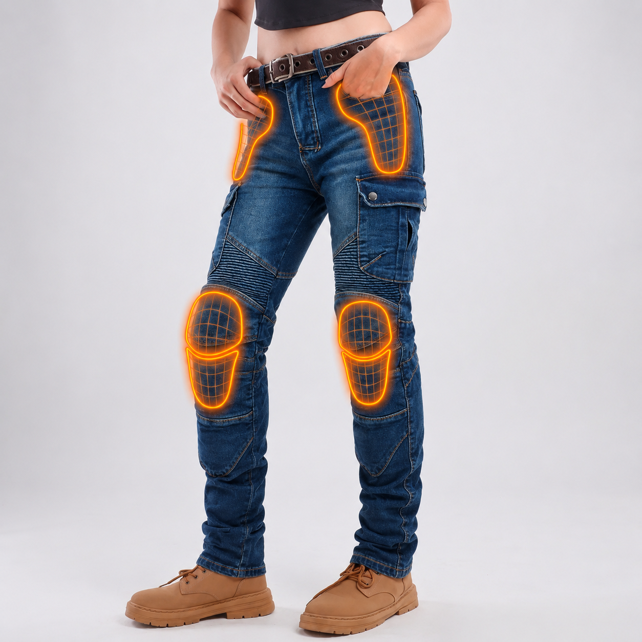 EKON Women’s Aramid-Lined Cargo Riding Jeans