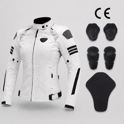 EKON Women’s Lined Protective Riding Jacket White