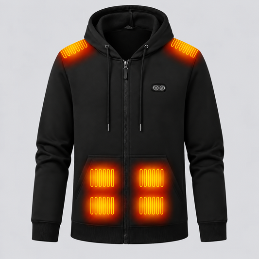 EKON Kangaroo-Pocket Heated Zip-Up Hoodie