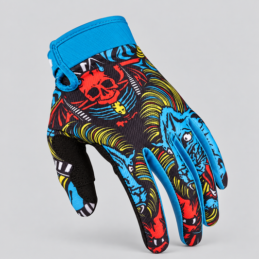 EKON Skull Claw Full-Finger Riding Gloves Blue