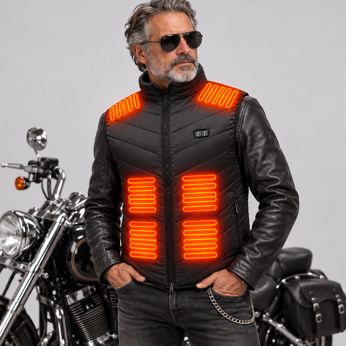 EKON Chevron-Quilted 15-Zone Heated Vest