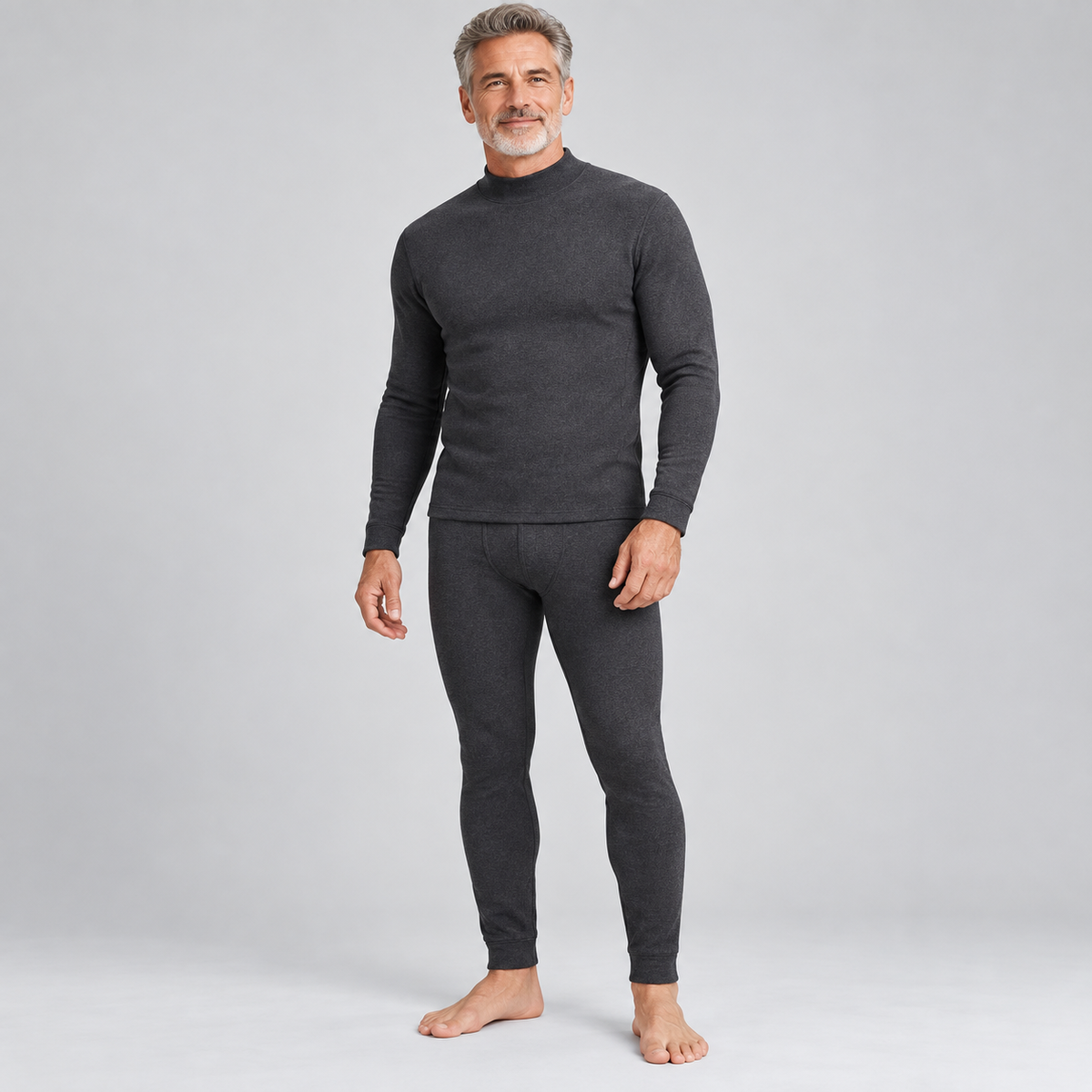 EKON Men’s Orange-Lined High-Neck Thermal Set