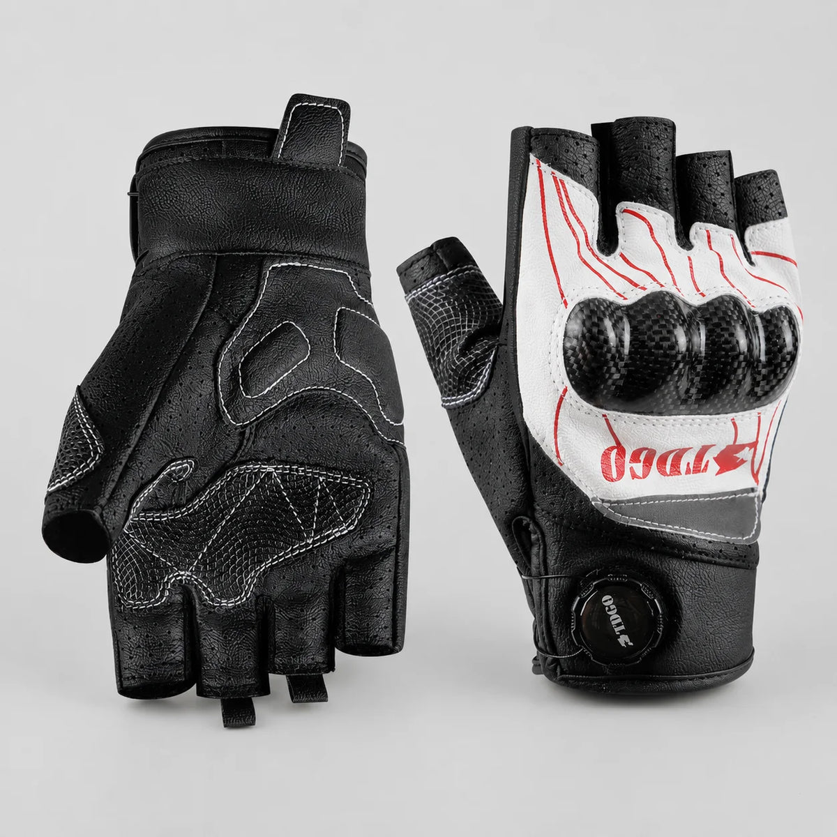 EKON Breathable Fingerless Riding Gloves White