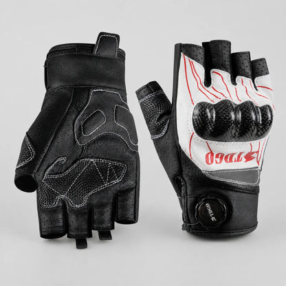 EKON Breathable Fingerless Riding Gloves White