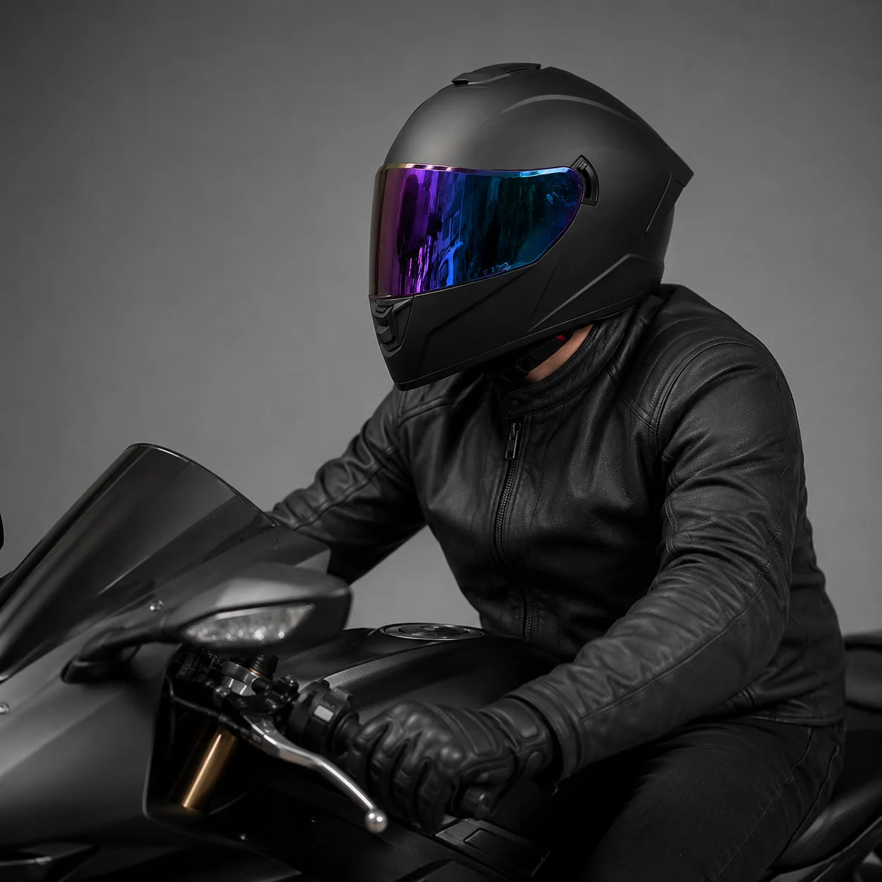 EKON Blue Accent Full-Face Helmet