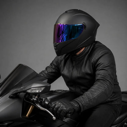 EKON Blue Accent Full-Face Helmet