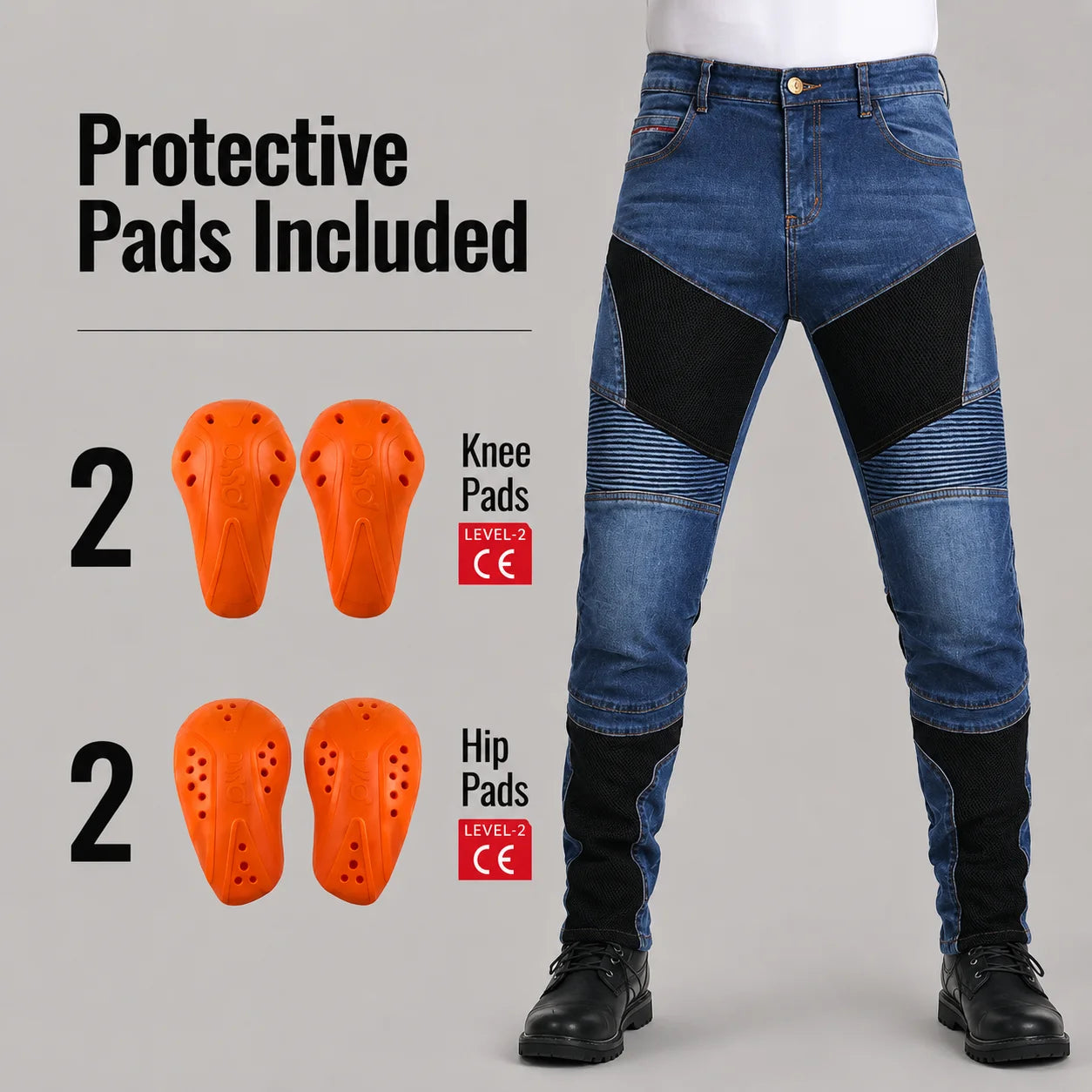 EKON ComfortMesh Armored Riding Jeans Blue