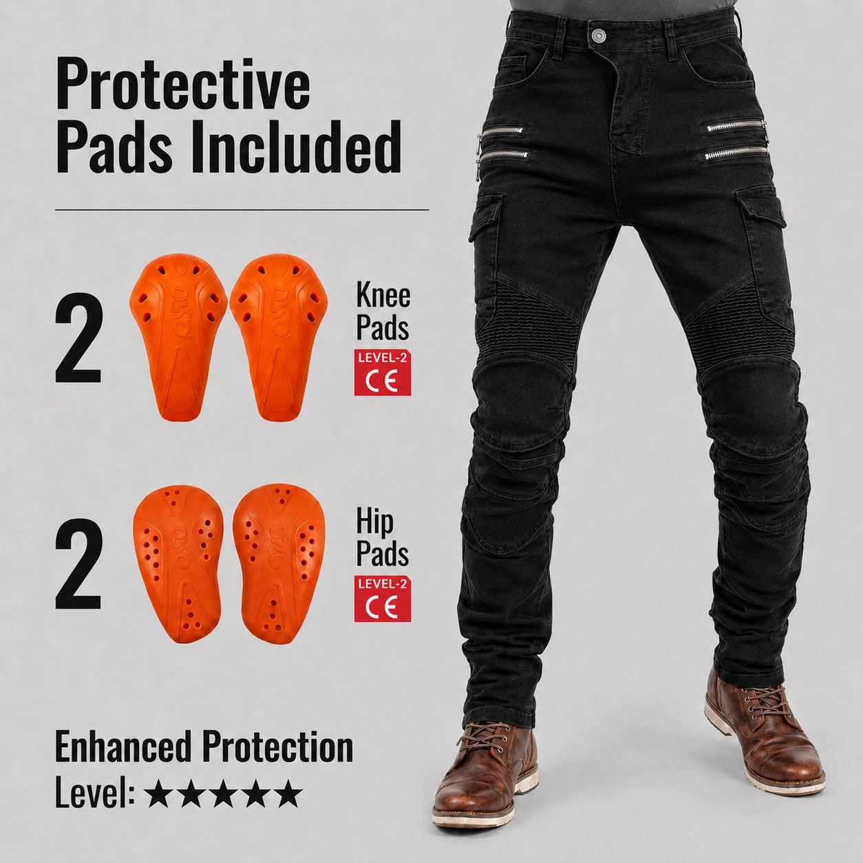 EKON Black Shield Riding Pants