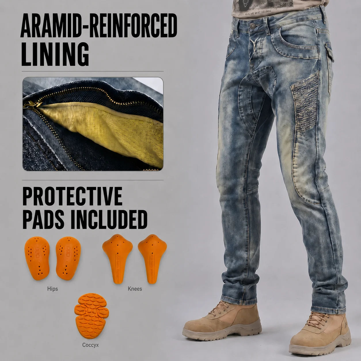 EKON Retro Aramid Riding Jeans Dark Blue