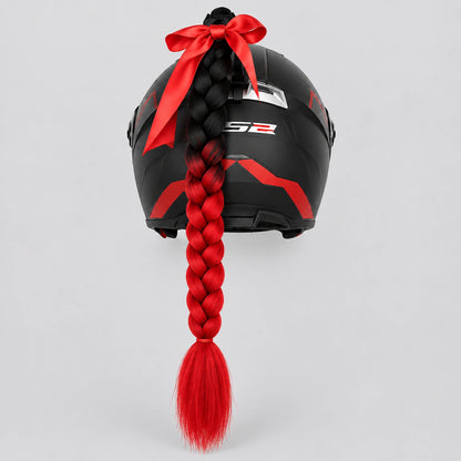 EKON Braided Helmet Ponytail Black & Red