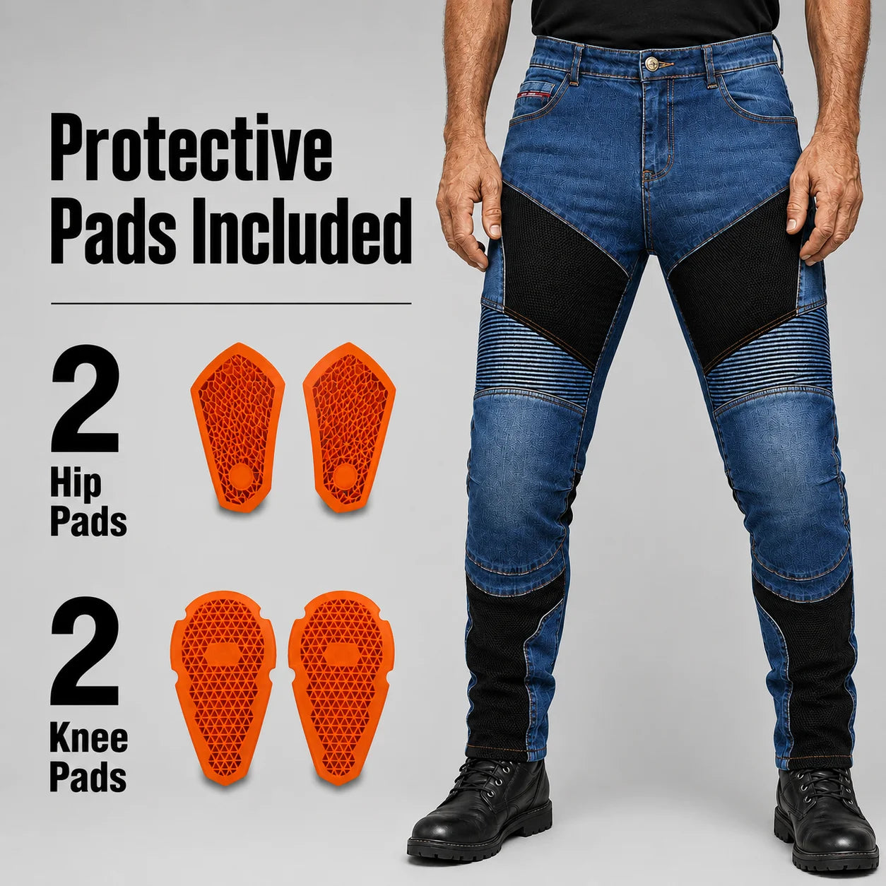 EKON Vented Armored Jeans Blue