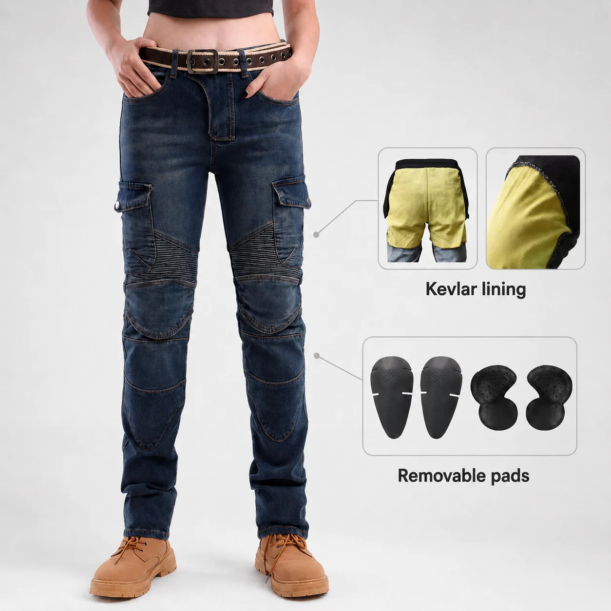 EKON Women’s Aramid-Lined Cargo Riding Jeans