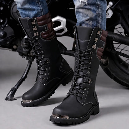EKON Men’s Tall Lace-Up Moto Boots