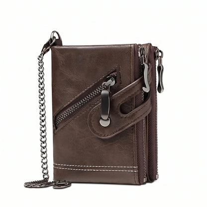 EKON Rider Chain Wallet in coffee brown with detachable belt chain