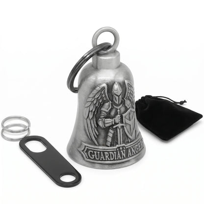 EKON St. Michael Guardian Bell full set with hanger strap, key rings and velvet pouch