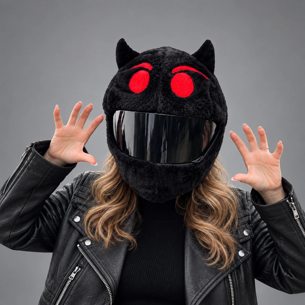 EKON Red-Eye Cat Plush Helmet Cover