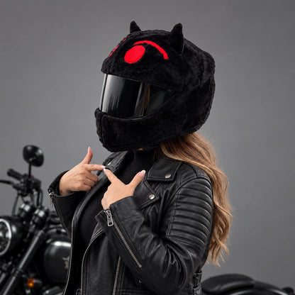 EKON Red-Eye Cat Plush Helmet Cover