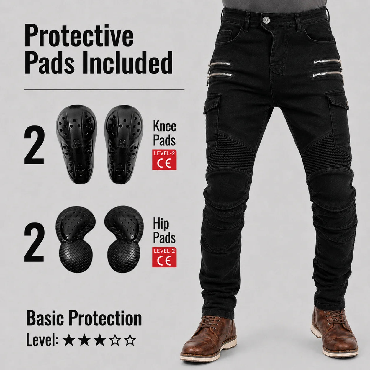 EKON Black Shield Riding Pants