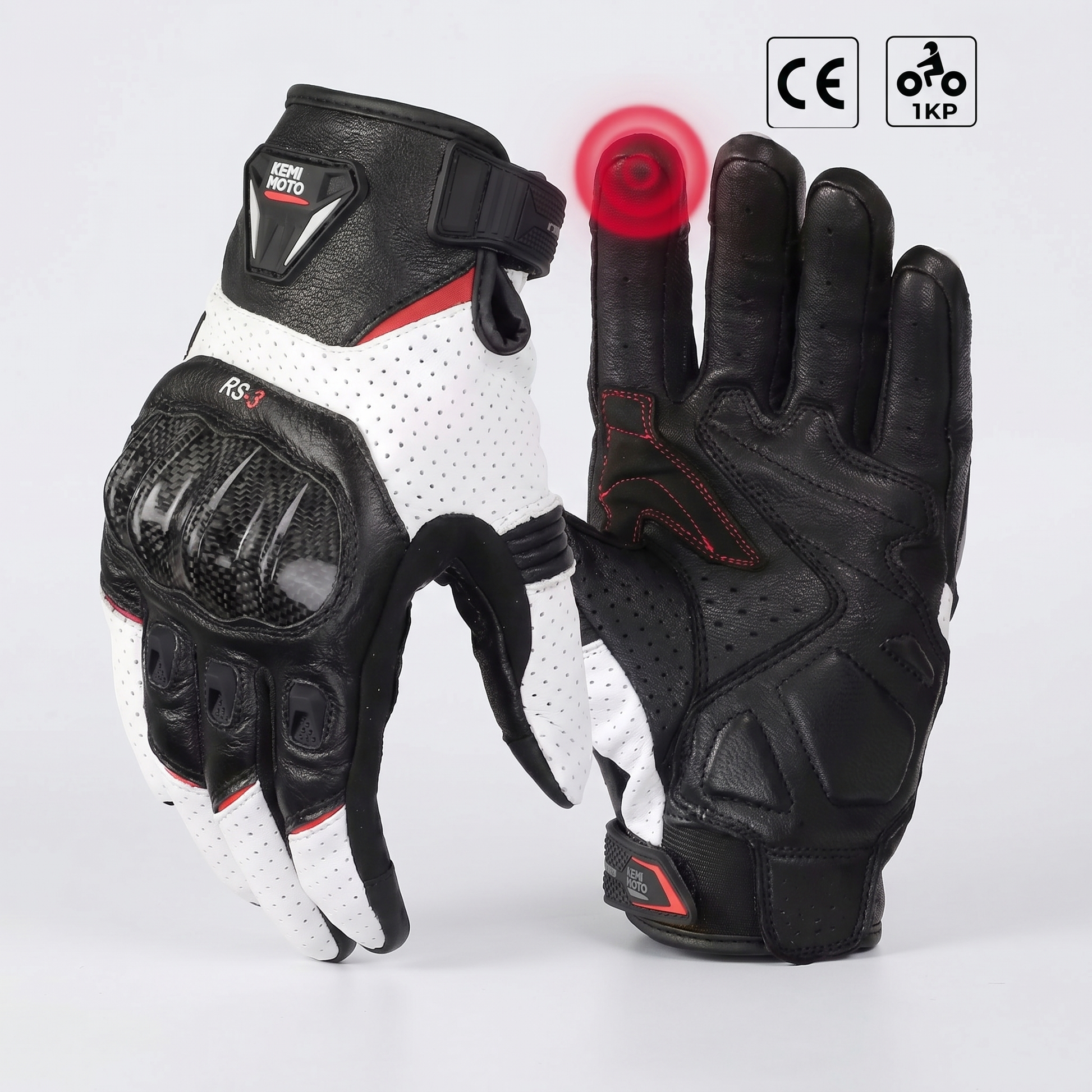 EKON Breathable Carbon Riding Gloves White