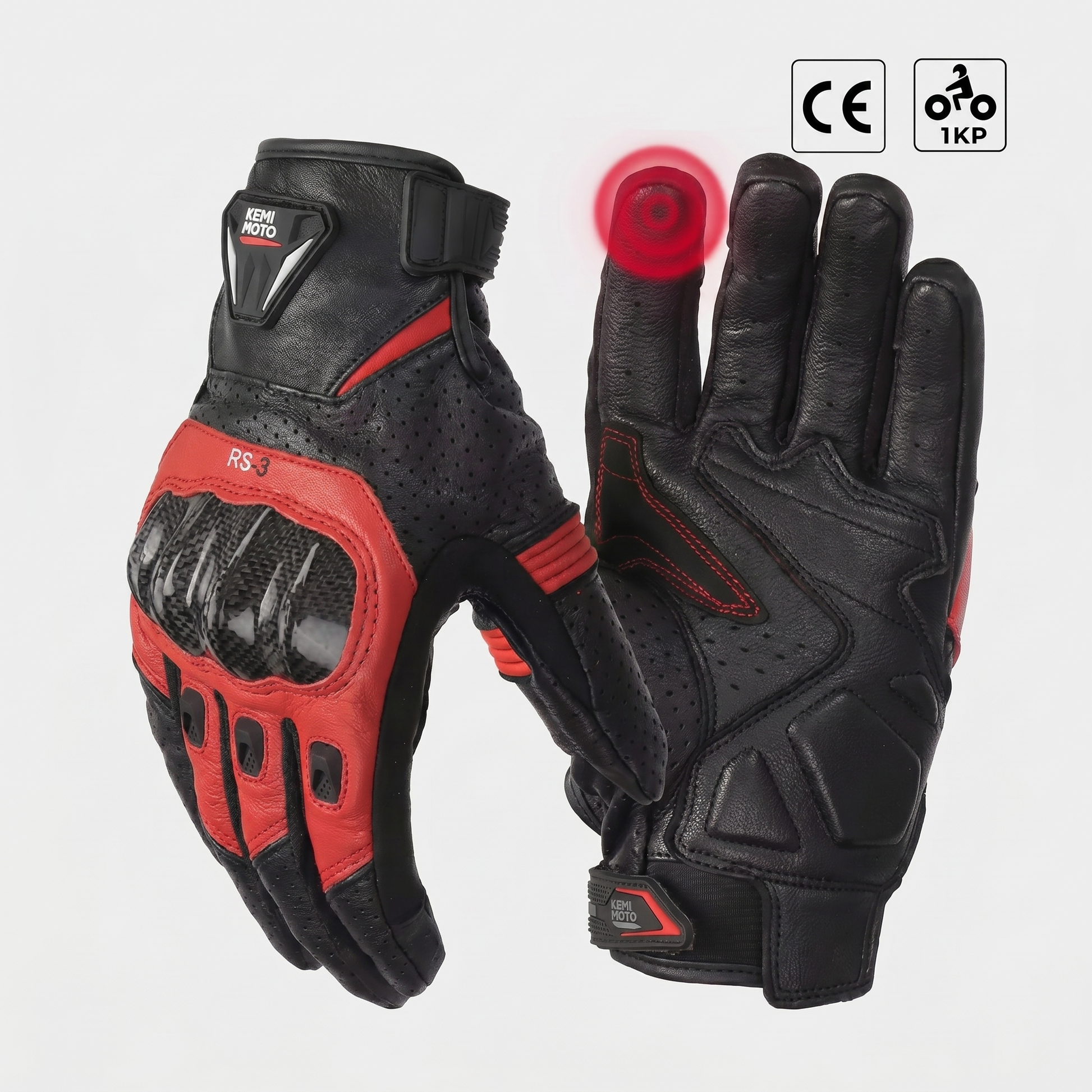 EKON Breathable Carbon Riding Gloves Red
