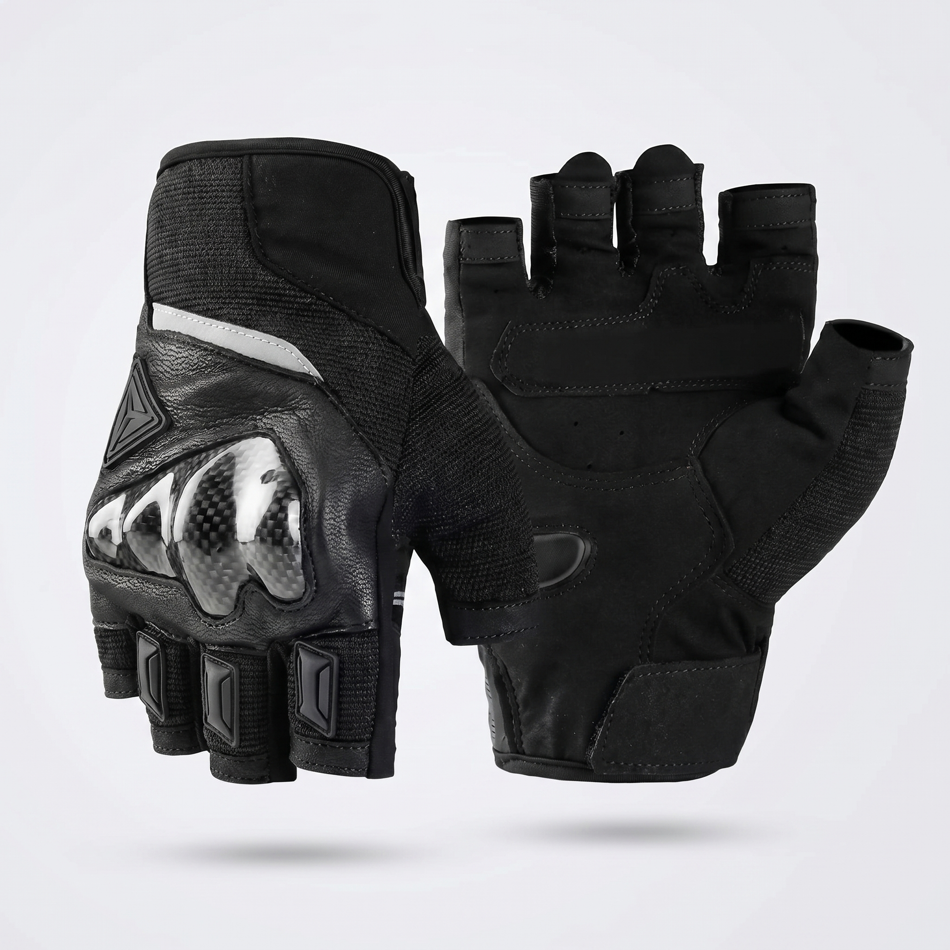 EKON Breathable Fingerless Riding Gloves Black