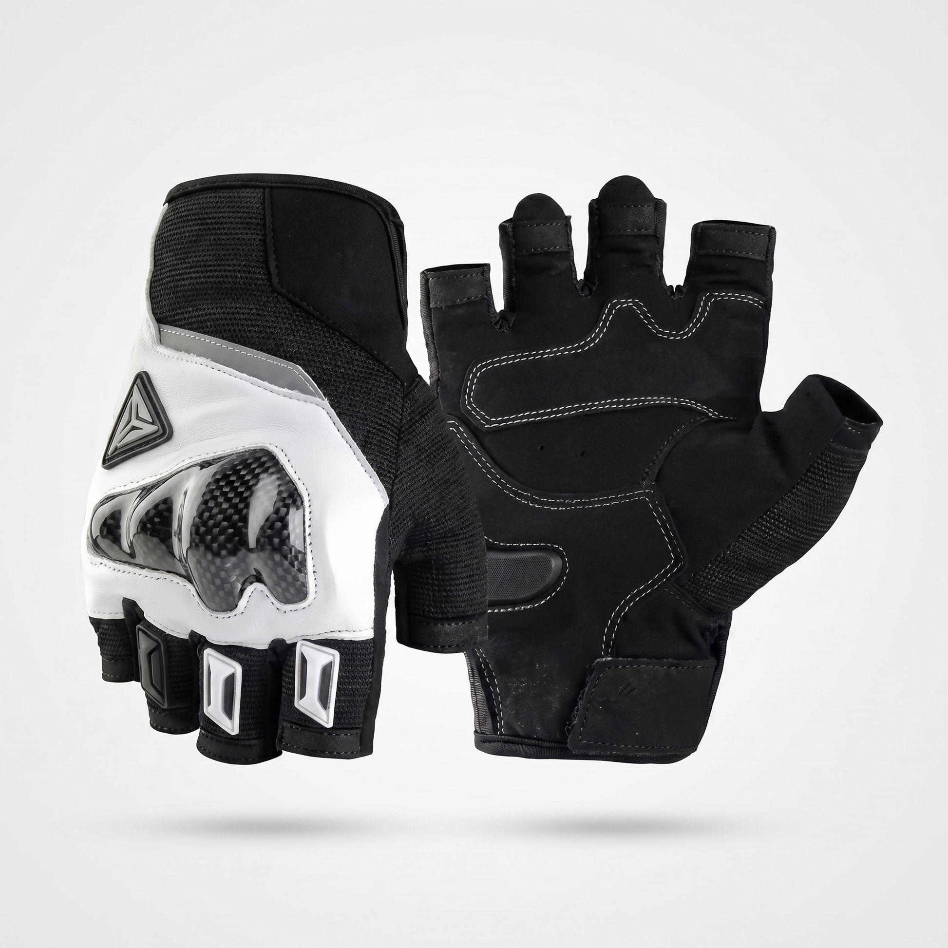 EKON Breathable Fingerless Riding Gloves White
