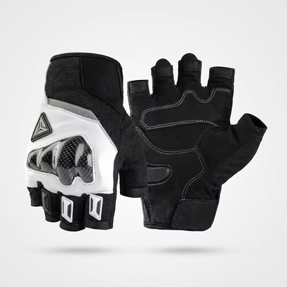 EKON Breathable Fingerless Riding Gloves White