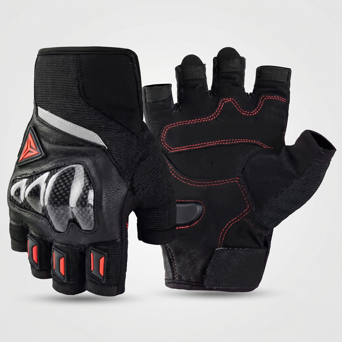 EKON Breathable Fingerless Riding Gloves Red