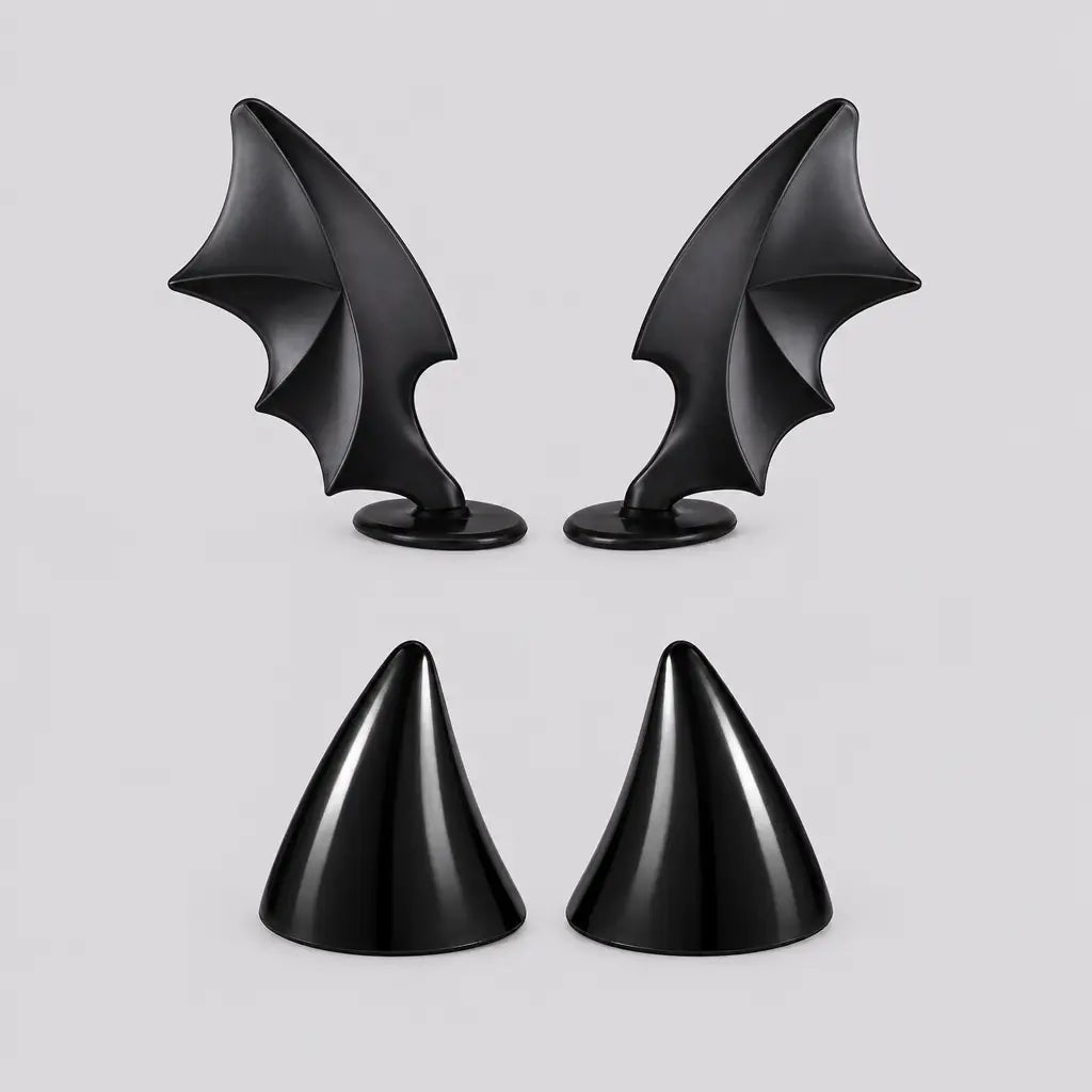 EKON Demon Wing & Horn Helmet Decorations Black