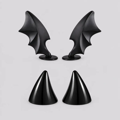 EKON Demon Wing & Horn Helmet Decorations Black