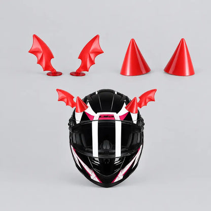 EKON Demon Wing & Horn Helmet Decorations Red
