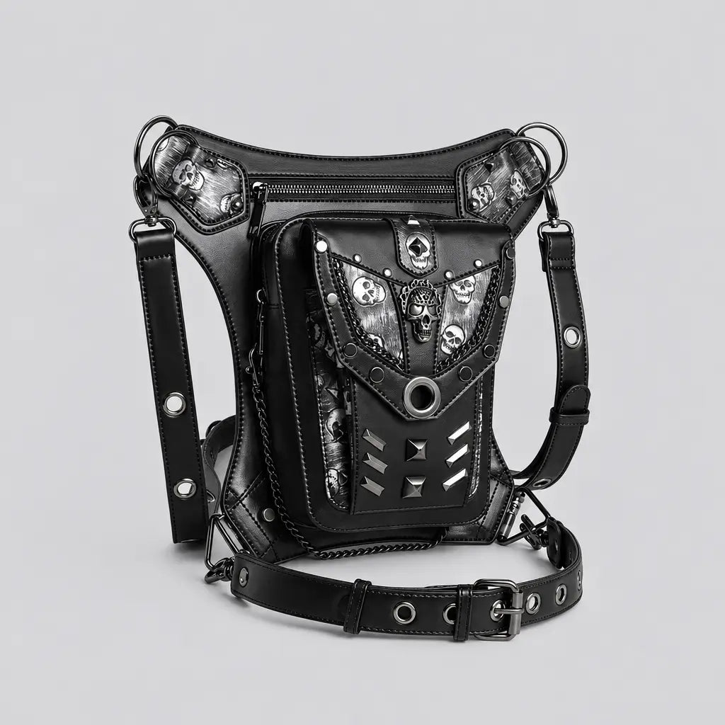 EKON Skull Punk Convertible Leg & Shoulder Bag
