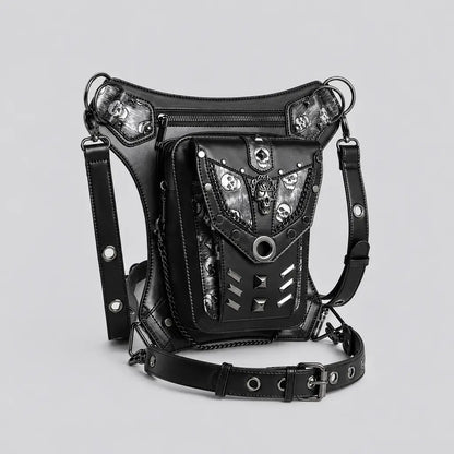 EKON Skull Punk Convertible Leg & Shoulder Bag