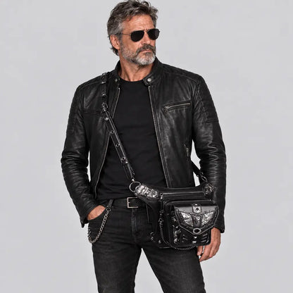 EKON Skull Punk Convertible Leg & Shoulder Bag