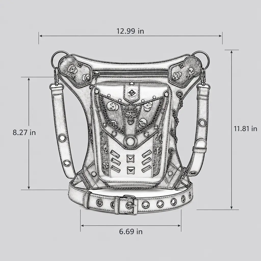 EKON Skull Punk Convertible Leg & Shoulder Bag