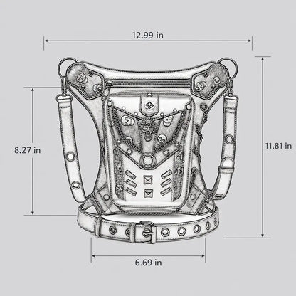 EKON Skull Punk Convertible Leg & Shoulder Bag